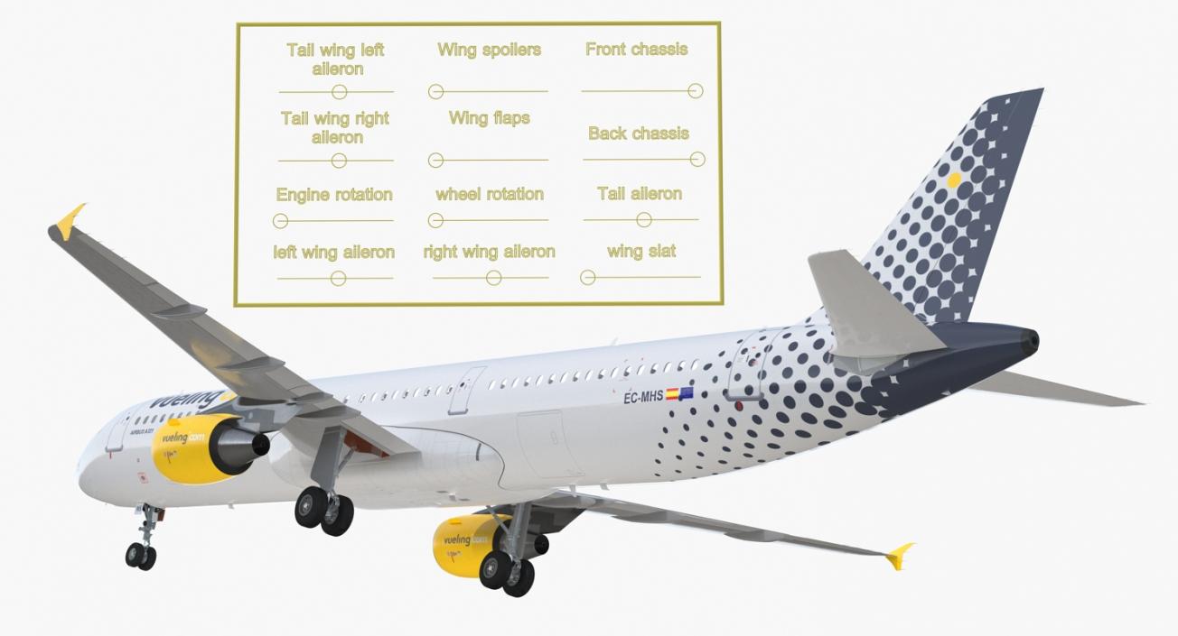 3D model Airbus A321 Vueling Airlines Rigged