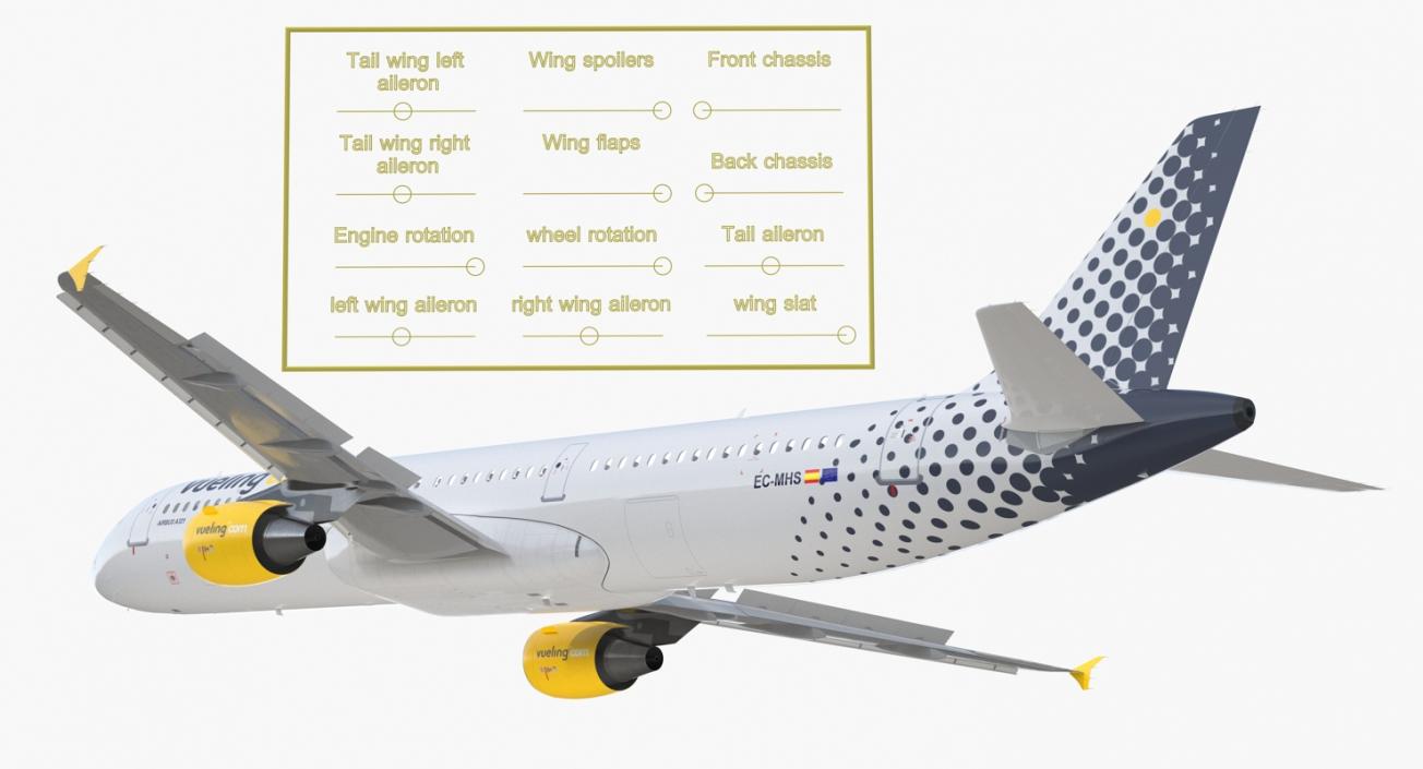 3D model Airbus A321 Vueling Airlines Rigged