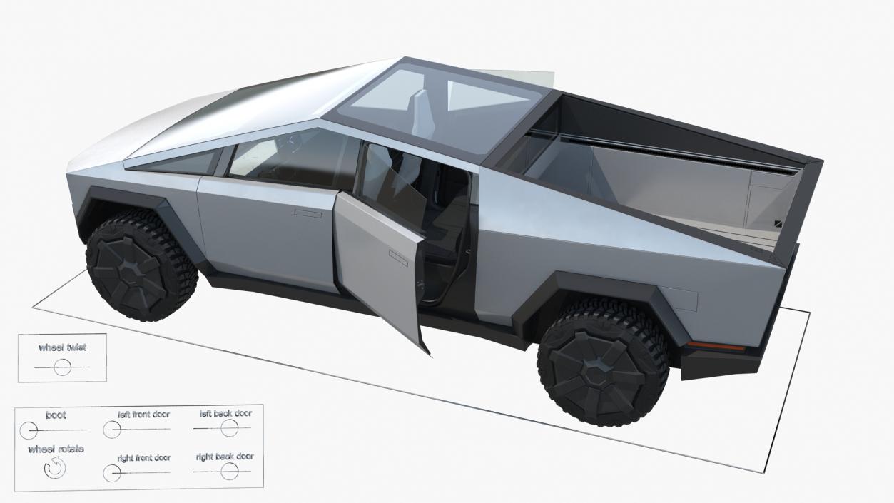 3D Tesla Cybertruck Rigged model