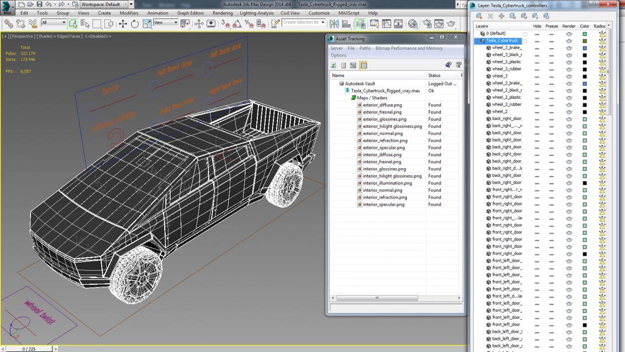 3D Tesla Cybertruck Rigged model