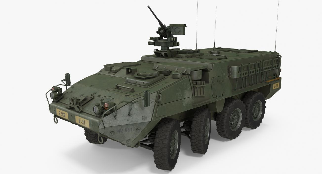 Interim Armored Vehicle Stryker M1126 Rigged 3D model