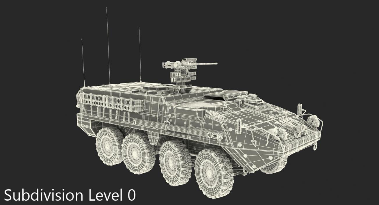 Interim Armored Vehicle Stryker M1126 Rigged 3D model