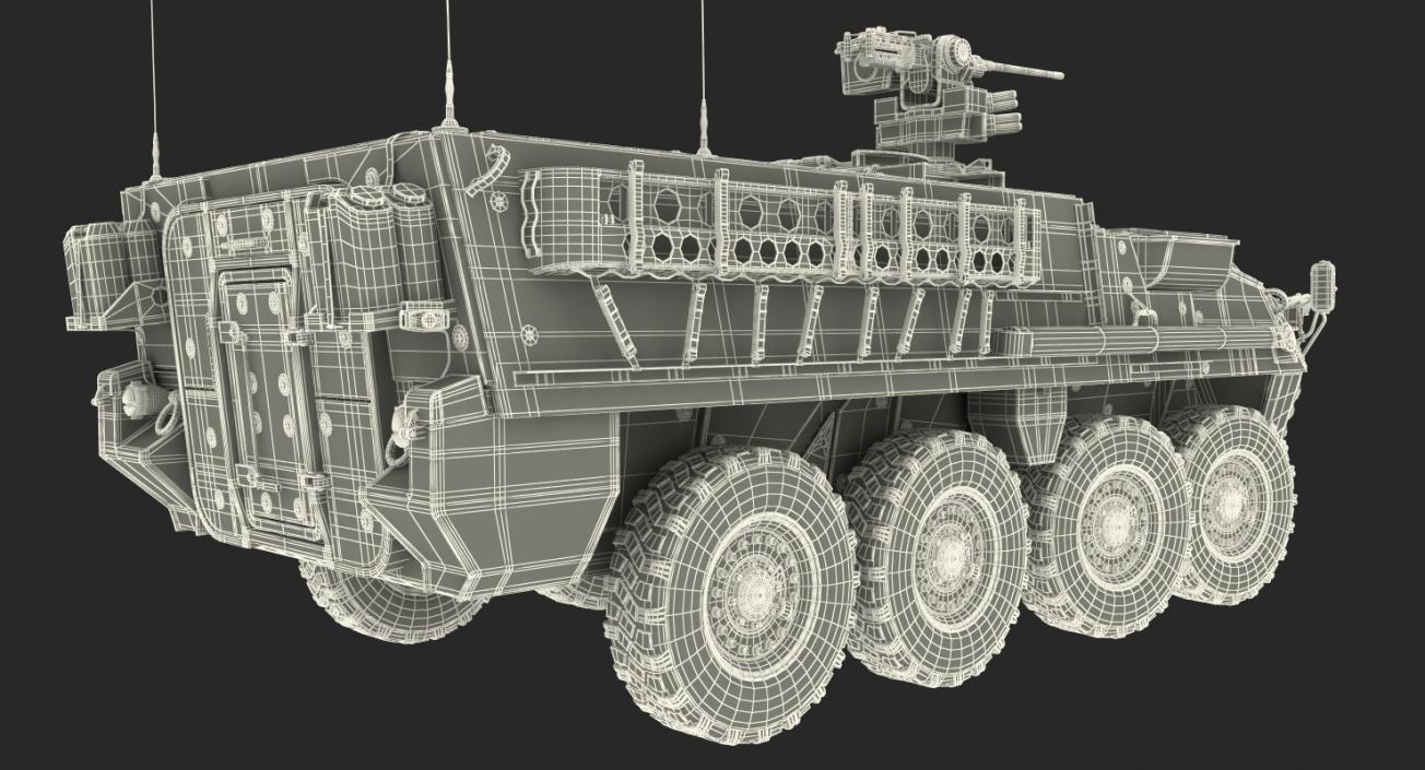 Interim Armored Vehicle Stryker M1126 Rigged 3D model