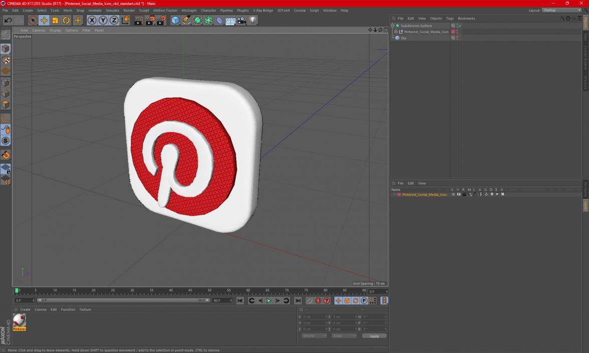 Pinterest Social Media Icon 2 3D model