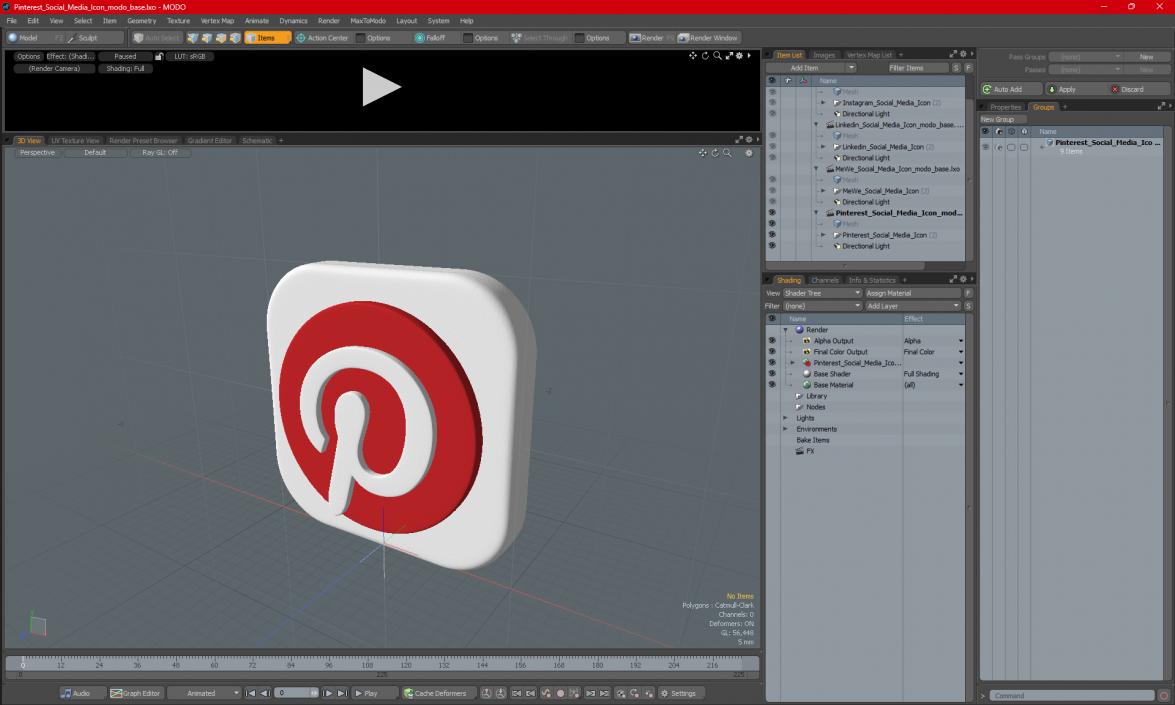 Pinterest Social Media Icon 2 3D model