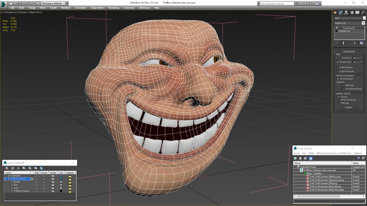 3D model Trollface Human