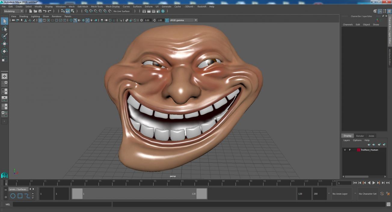 3D model Trollface Human