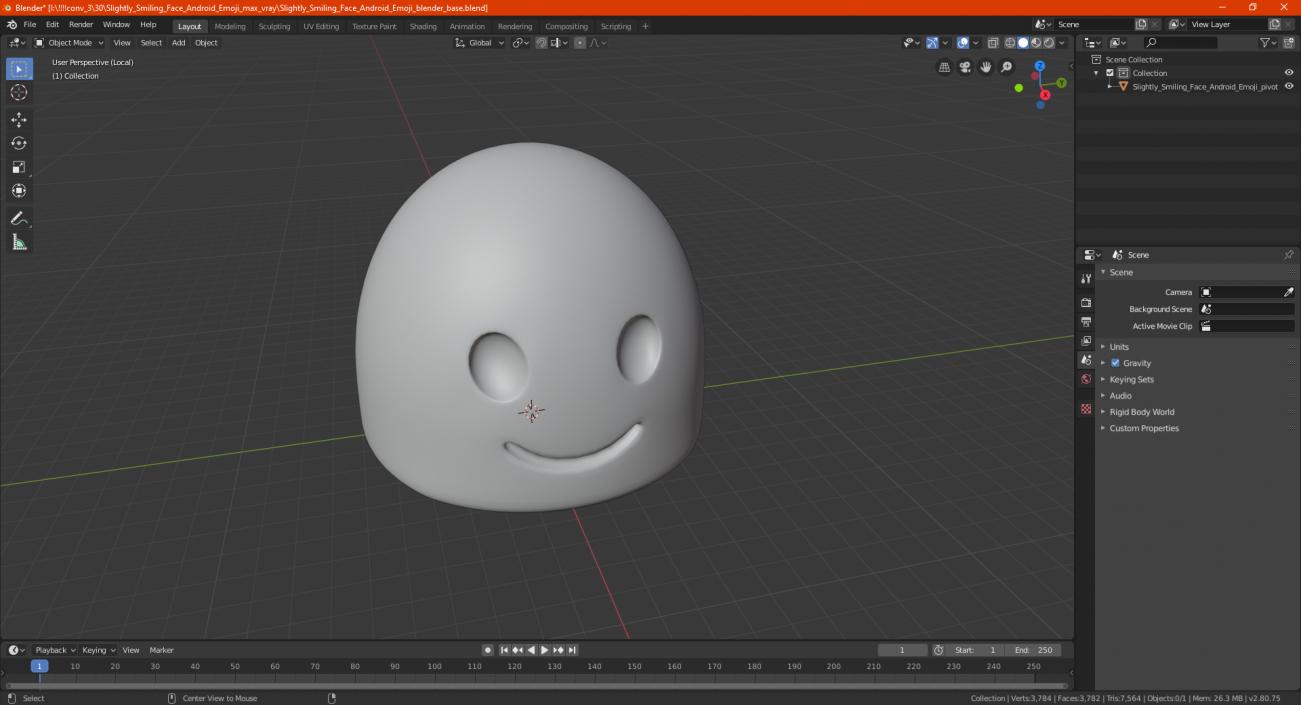 3D model Slightly Smiling Face Android Emoji