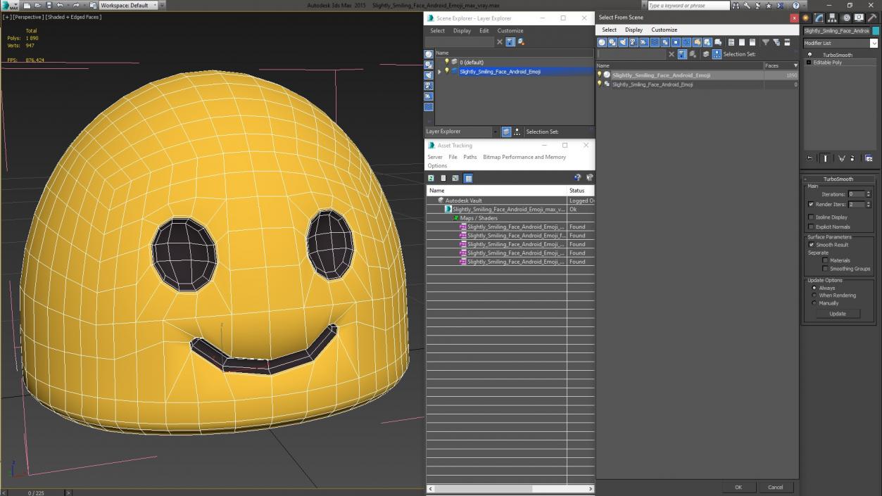 3D model Slightly Smiling Face Android Emoji