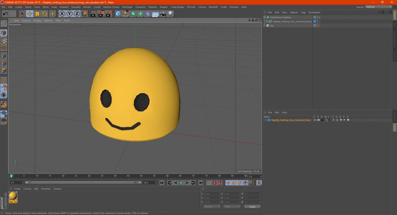 3D model Slightly Smiling Face Android Emoji