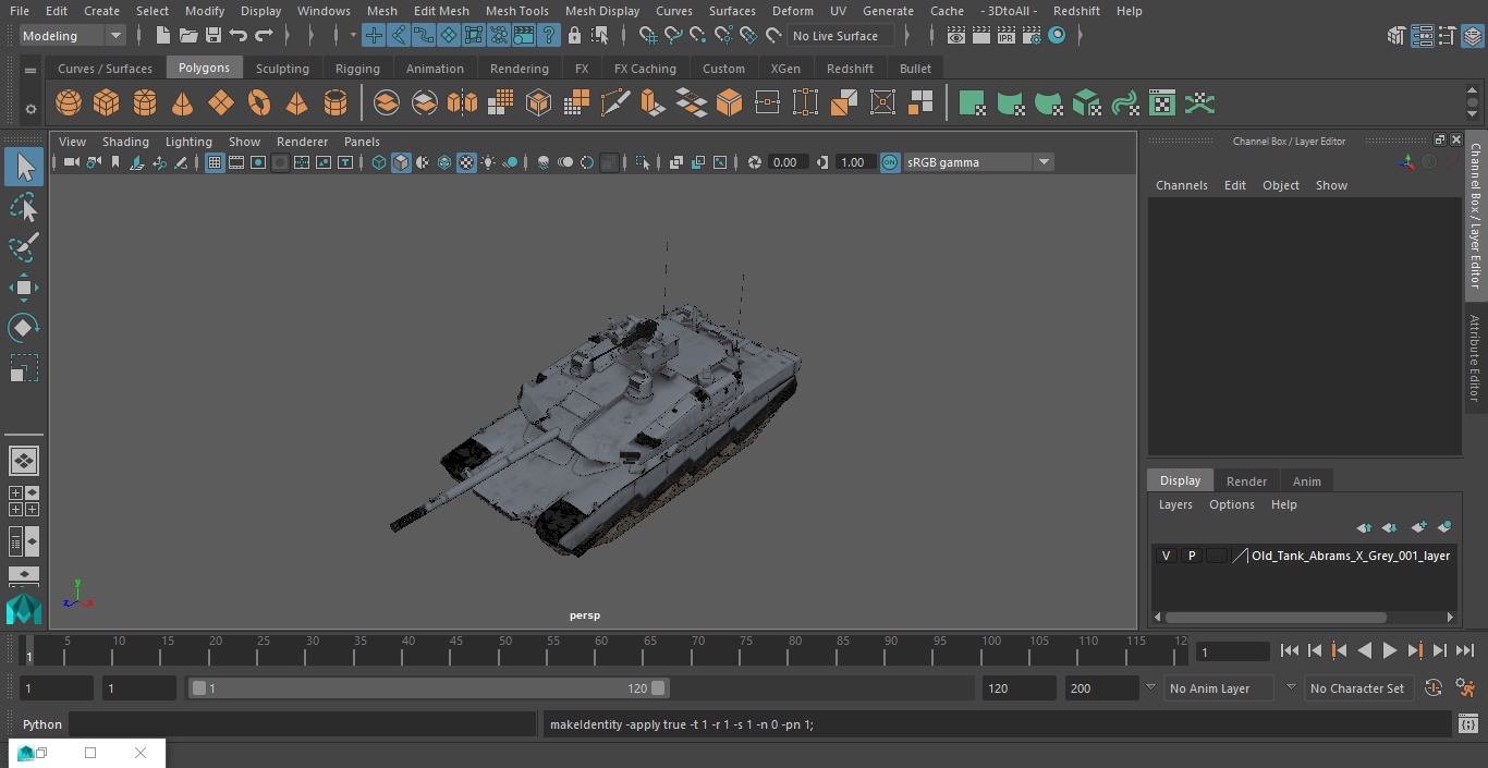 Old Tank Abrams X Grey 3D