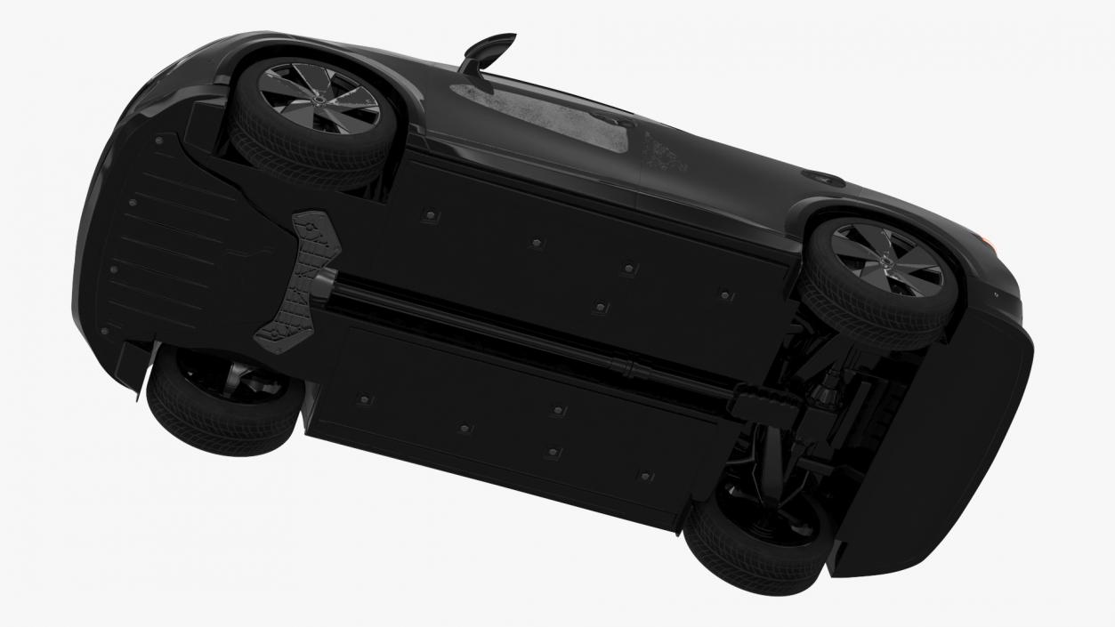 3D Concept Black Electric SUV Lights On