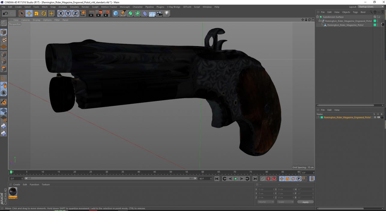 3D model Remington Rider Magazine Engraved Pistol