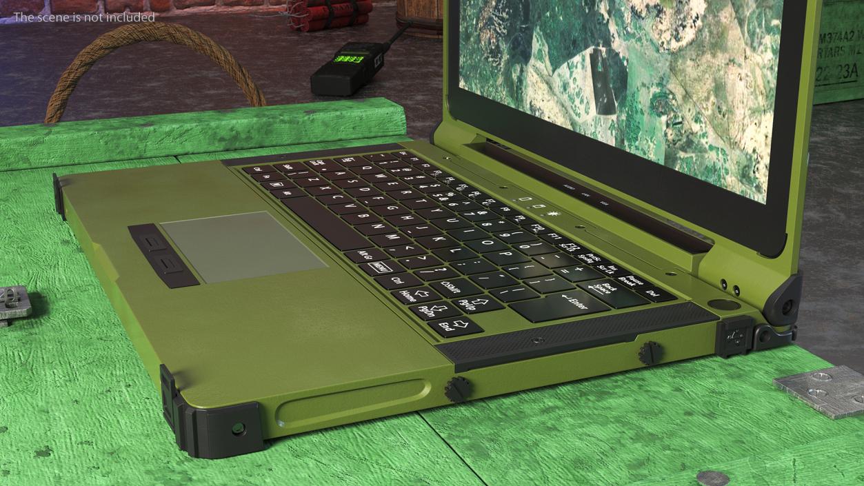 3D Laptop Mildef RS13 Rugged Green