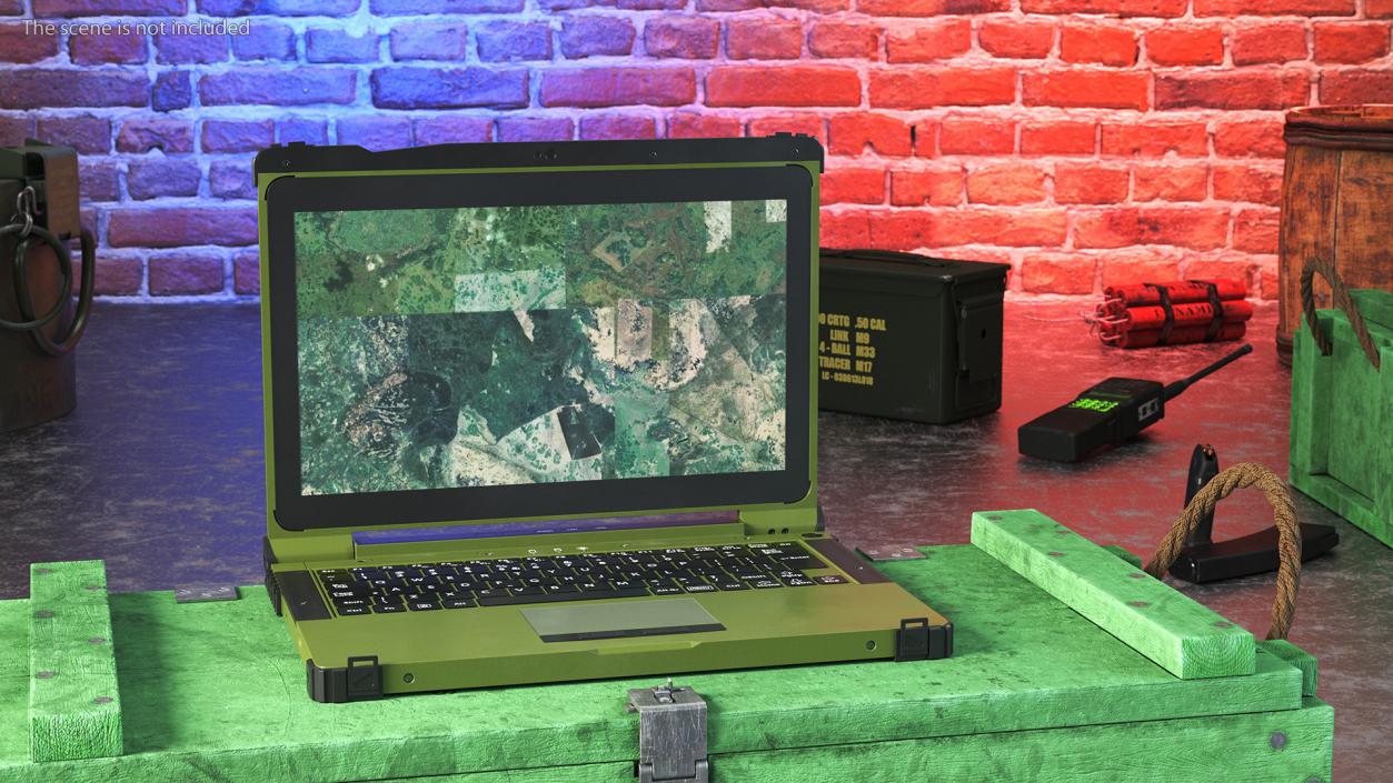 3D Laptop Mildef RS13 Rugged Green