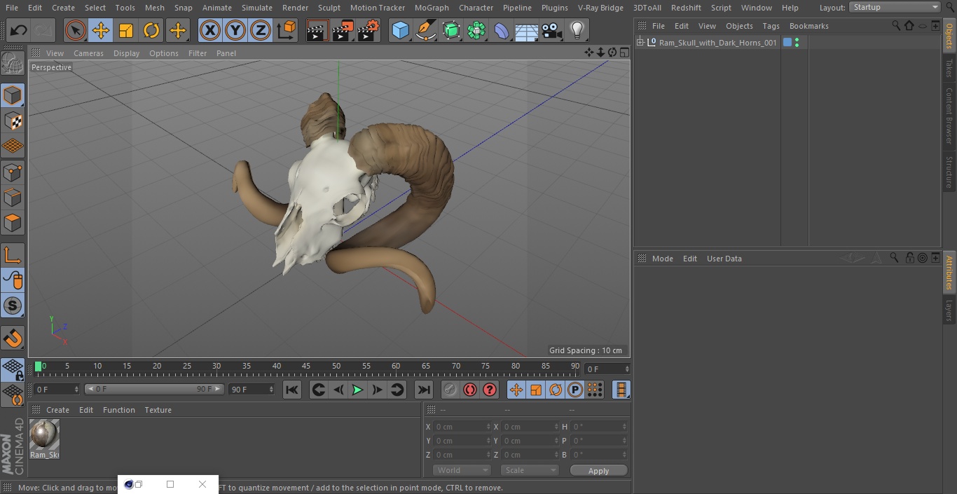 3D model Ram Skull with Dark Horns