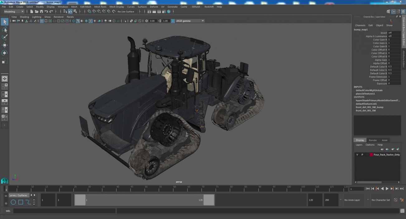 Four Track Tractor Dirty 3D model