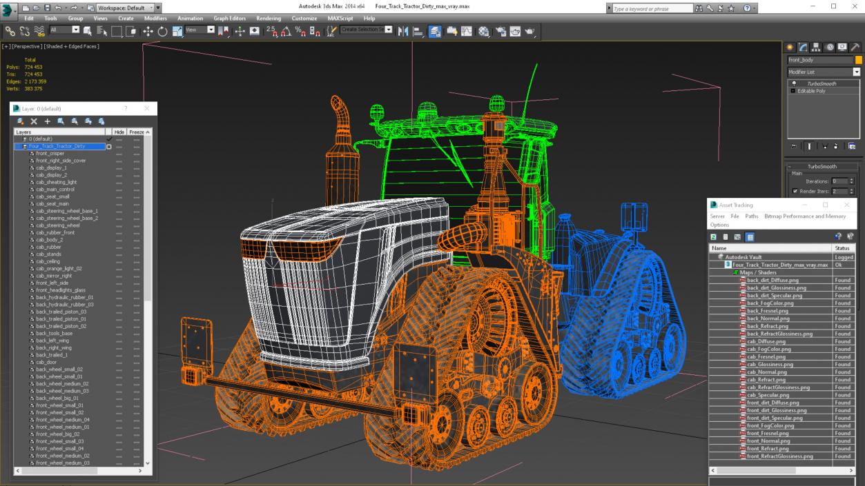 Four Track Tractor Dirty 3D model