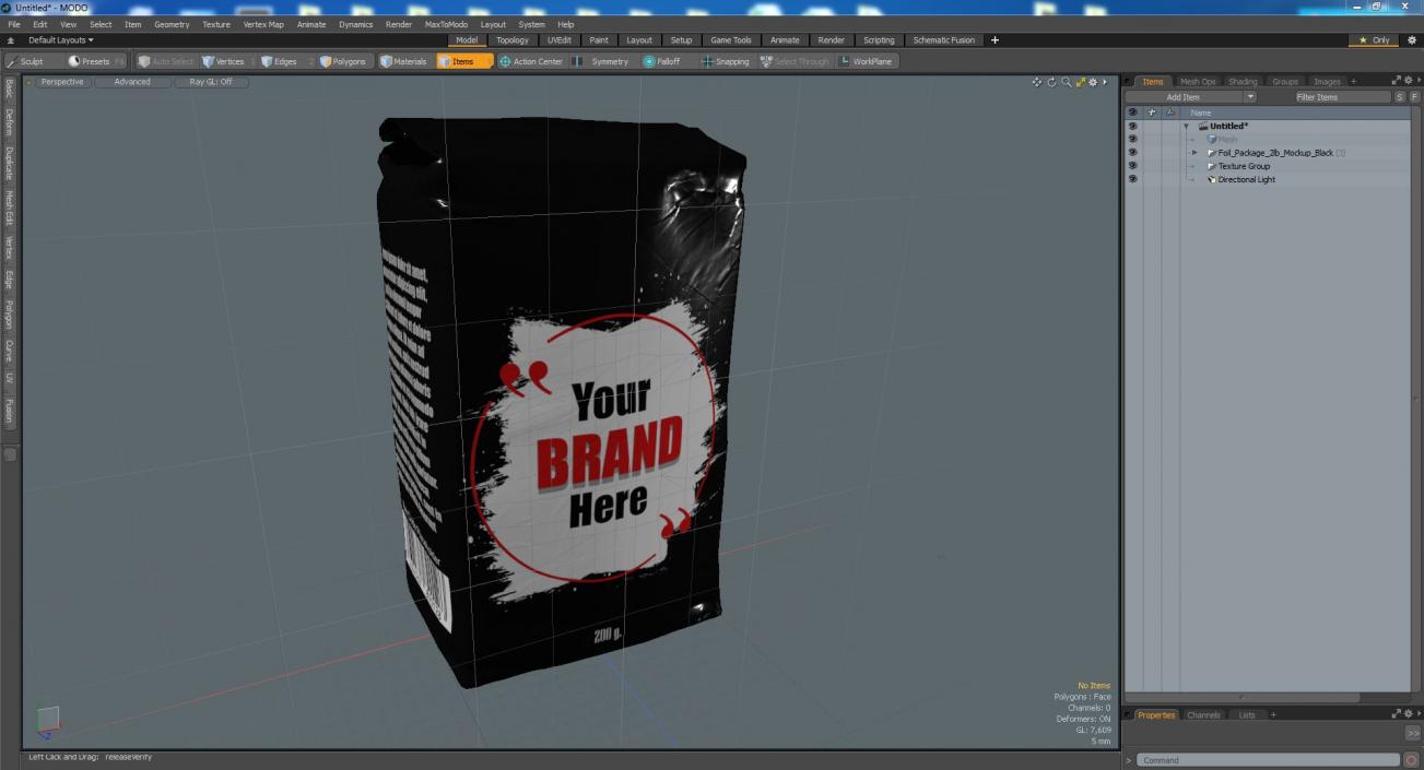 Foil Package 2lb Mockup Black 3D model