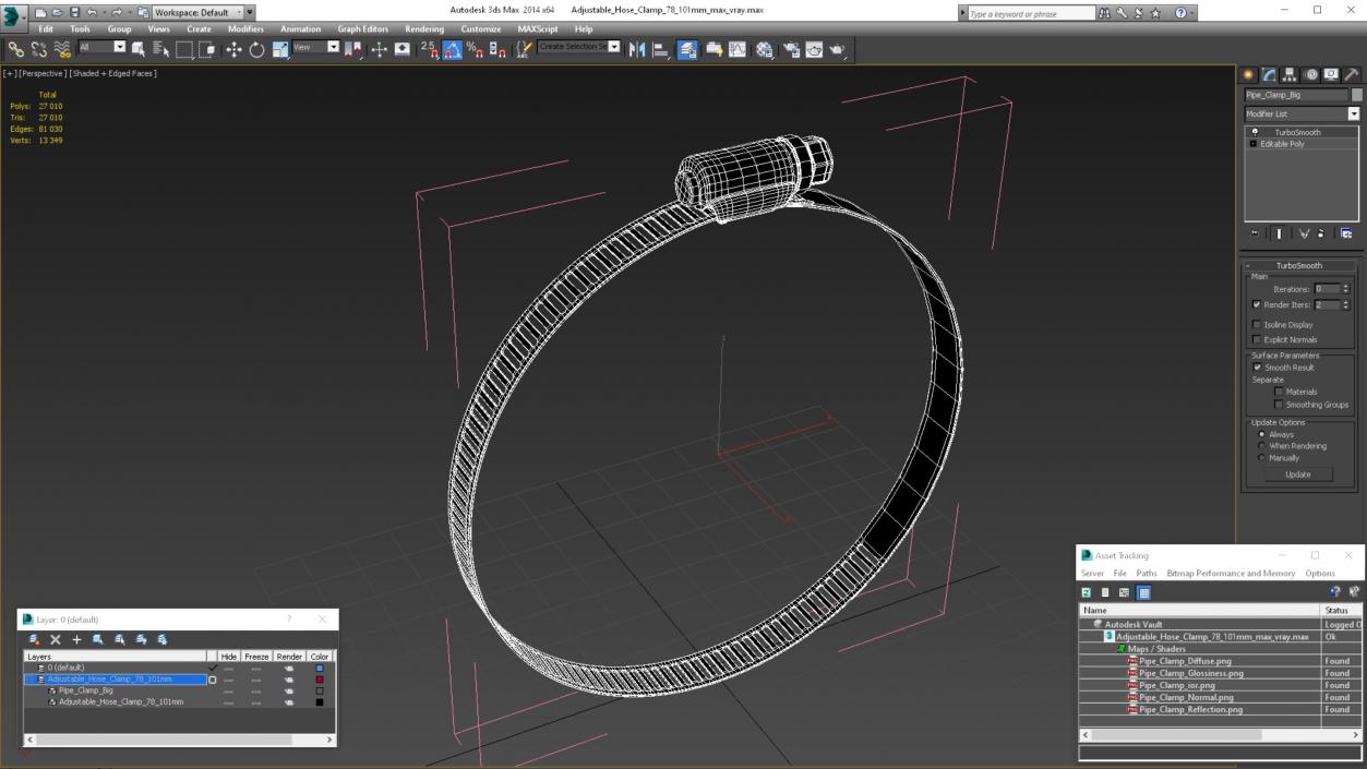 3D model Adjustable Hose Clamp 78 101mm