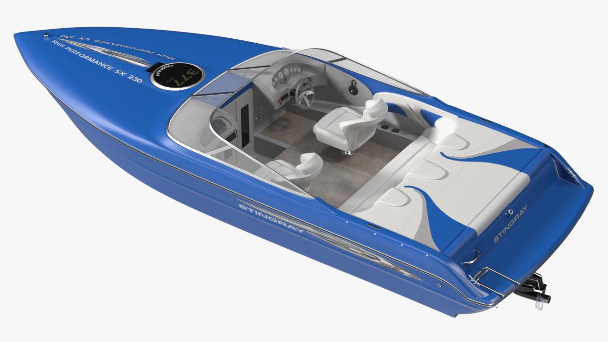 3D Blue Stingray Boat model