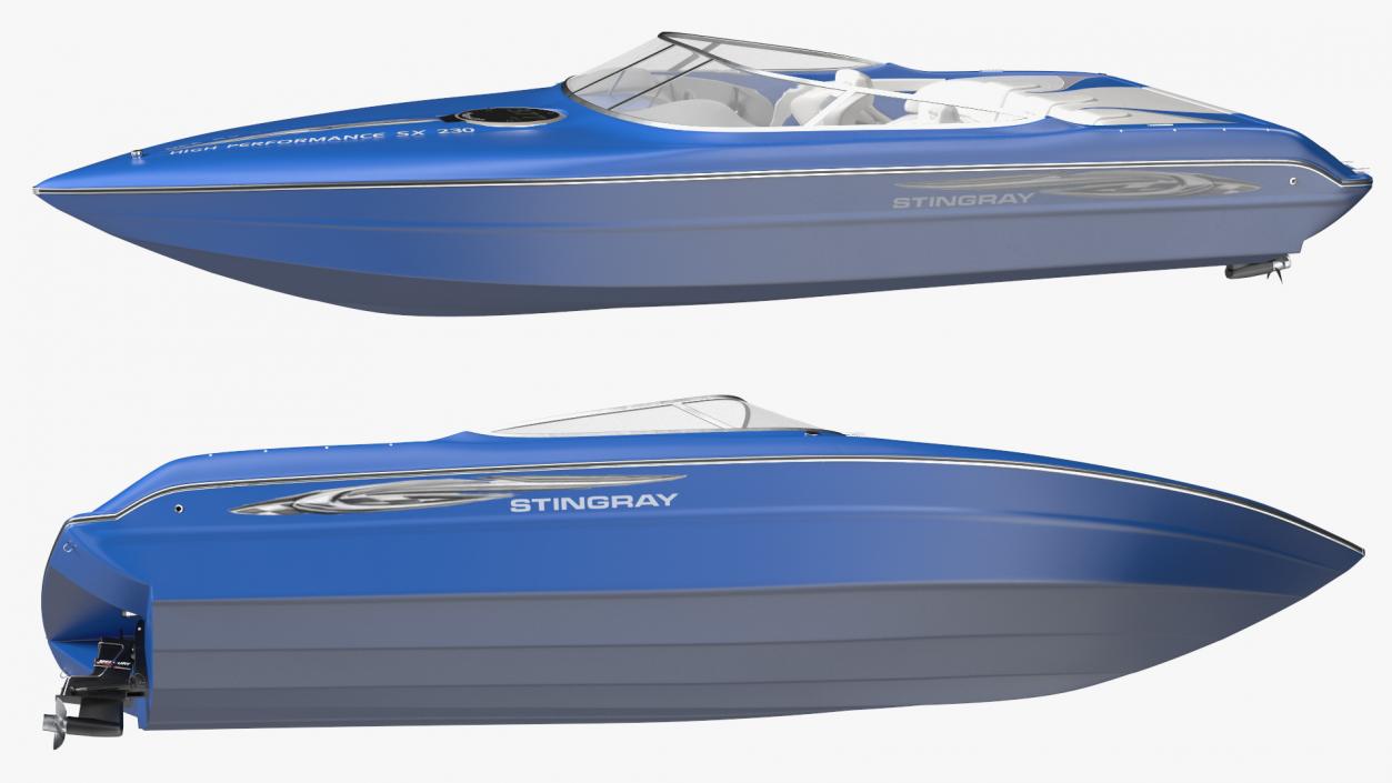 3D Blue Stingray Boat model