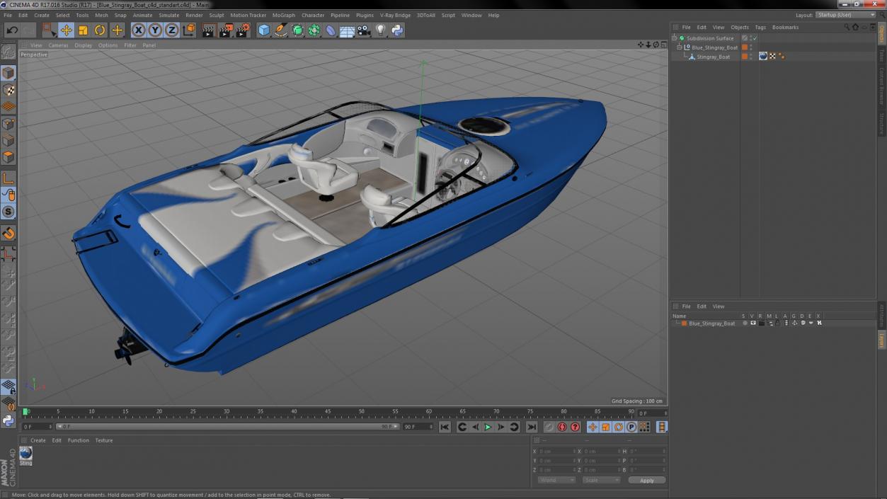 3D Blue Stingray Boat model