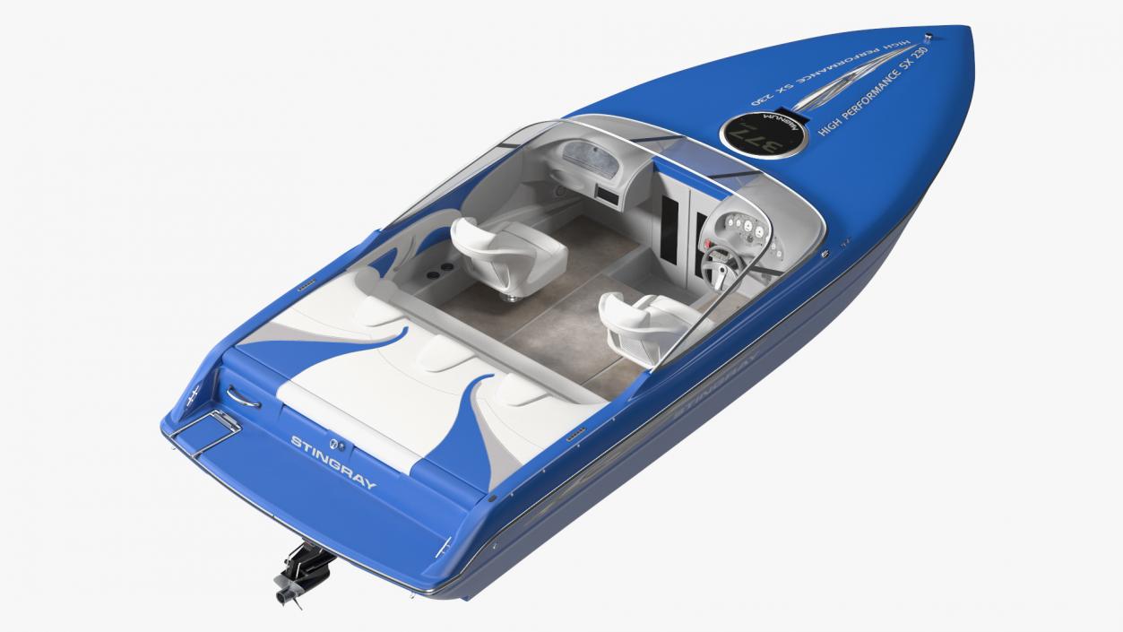 3D Blue Stingray Boat model