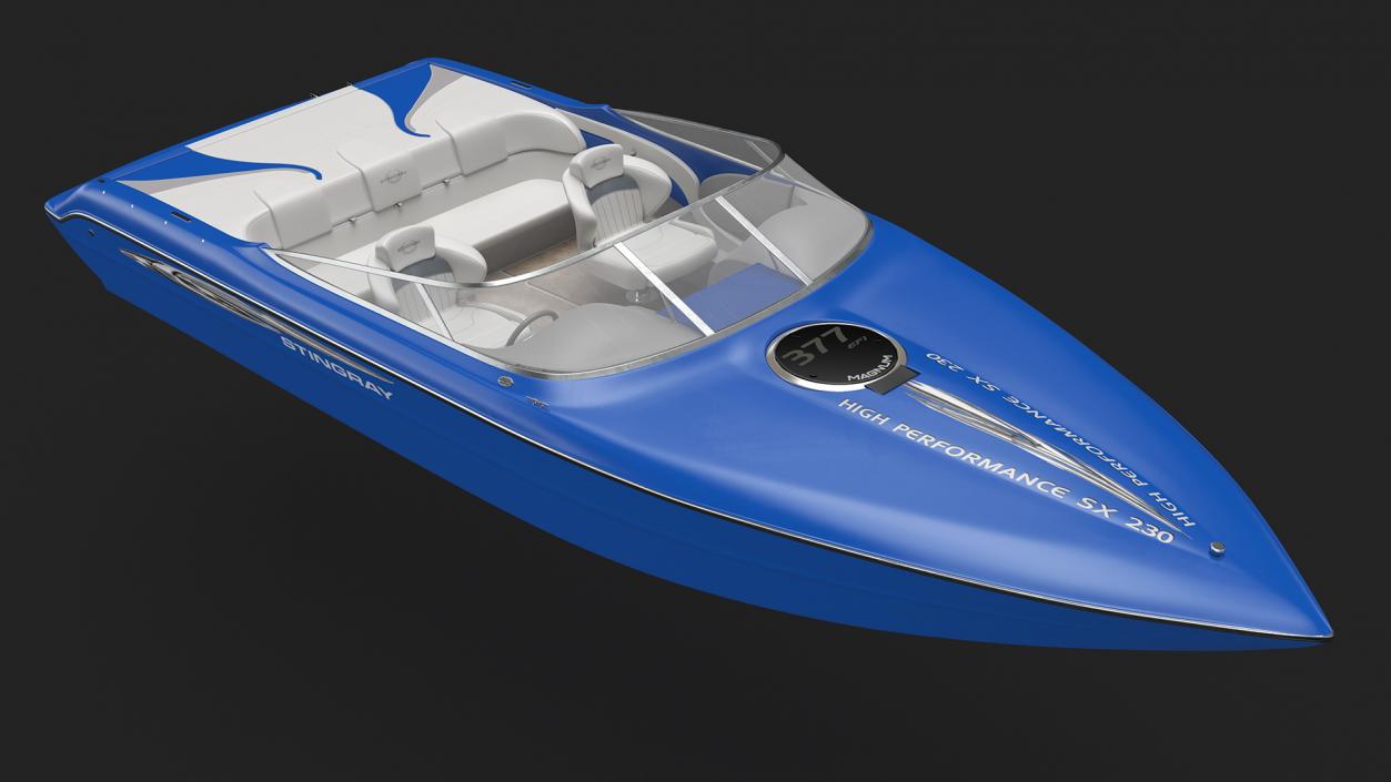 3D Blue Stingray Boat model