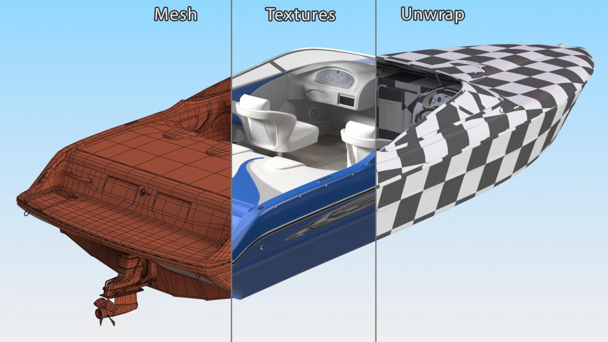 3D Blue Stingray Boat model