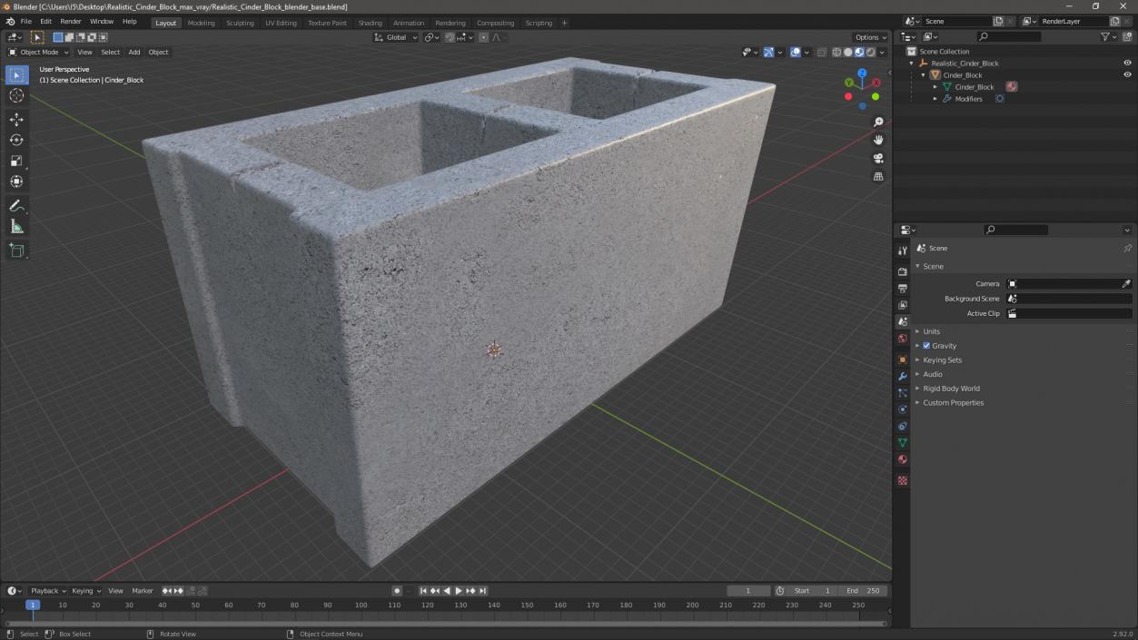 Realistic Cinder Block 3D