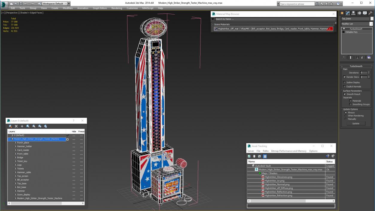 3D Modern High Striker Strength Tester Machine model