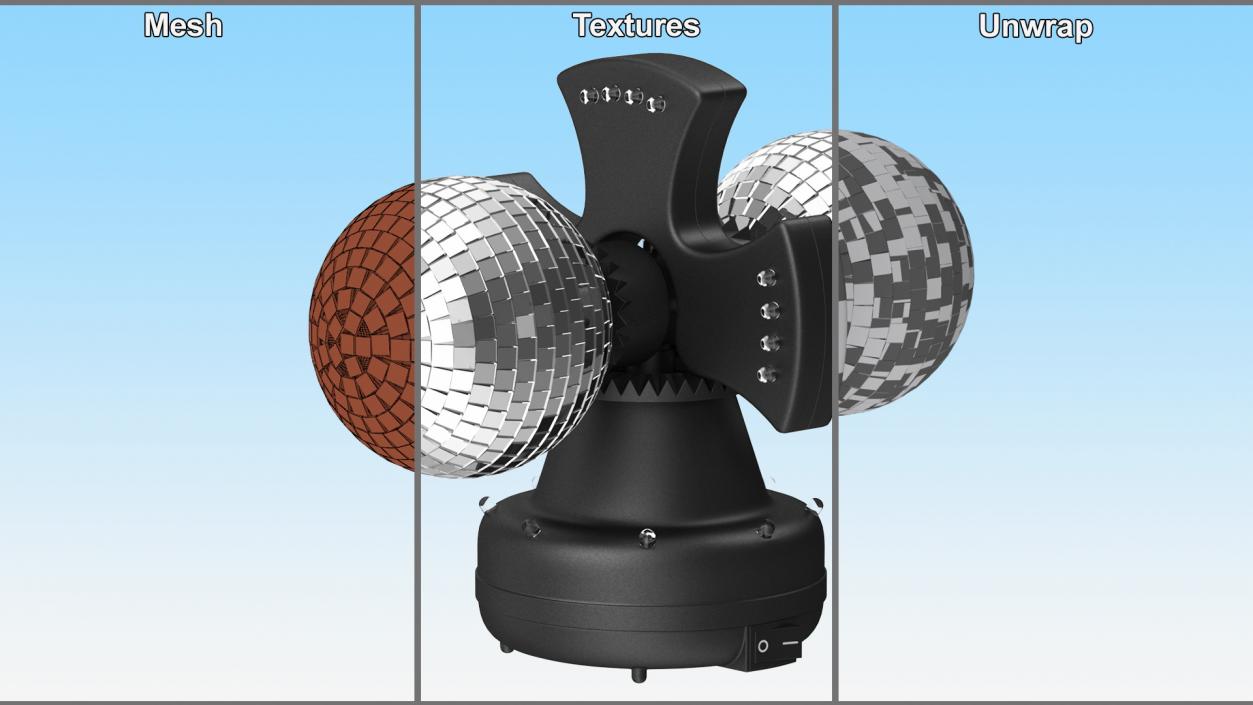 Twin Disco Mirror Ball Rigged 3D model