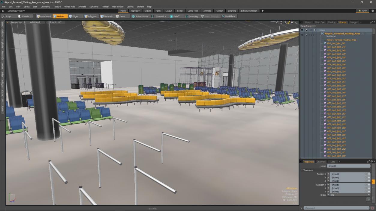 Airport Terminal Waiting Area 3D model