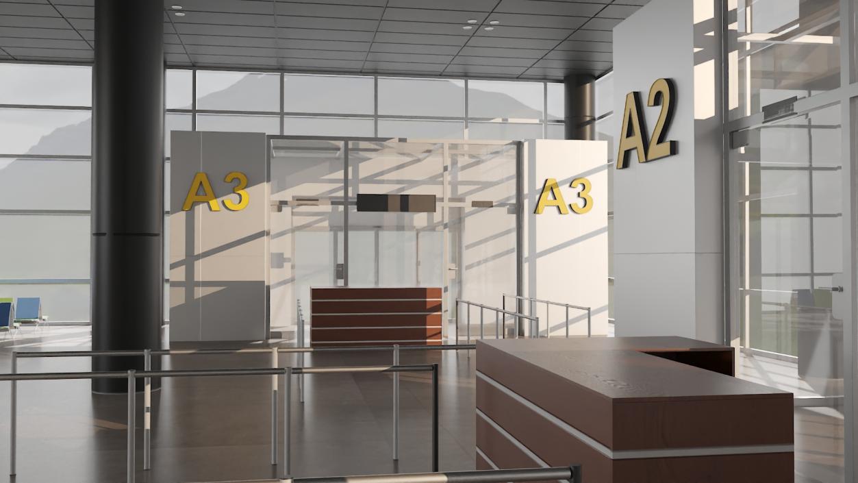 Airport Terminal Waiting Area 3D model