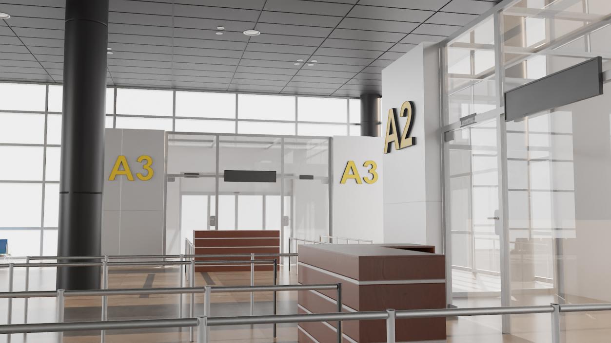 Airport Terminal Waiting Area 3D model