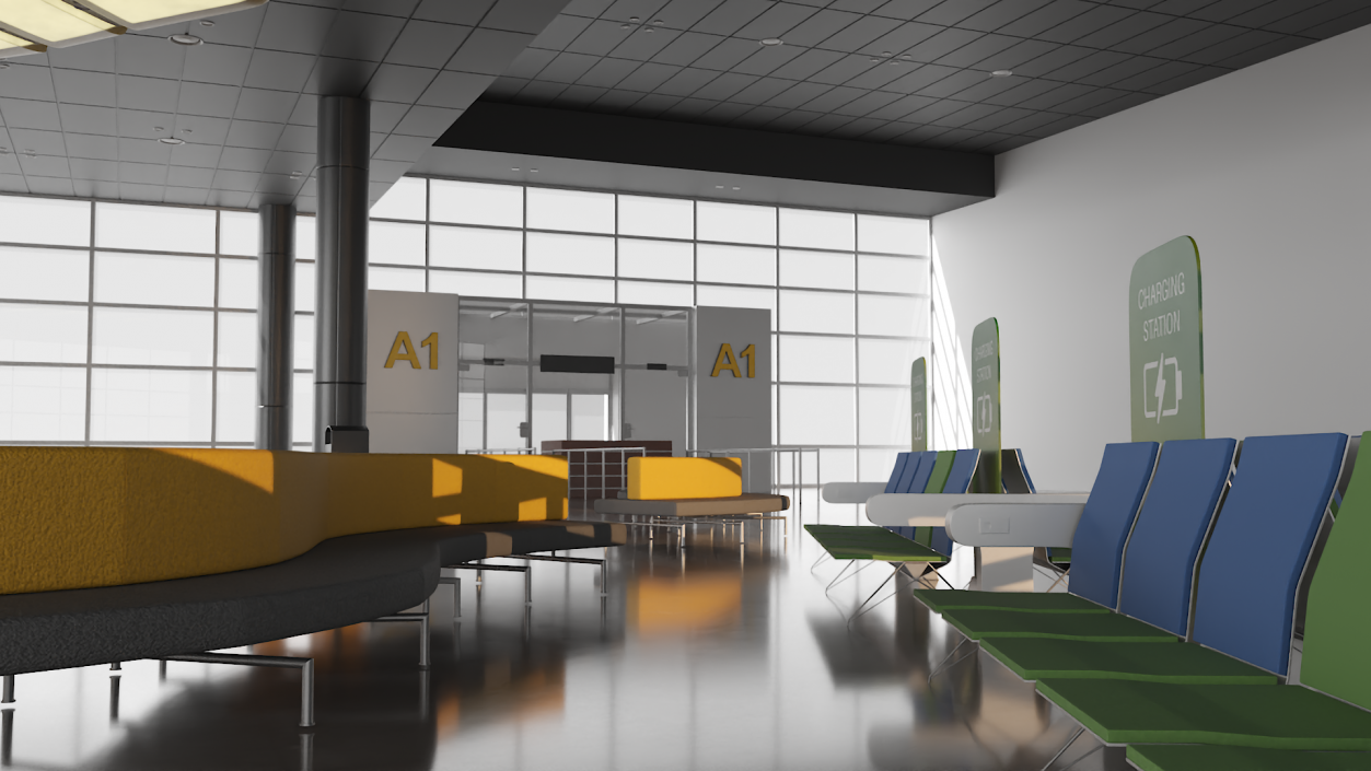 Airport Terminal Waiting Area 3D model