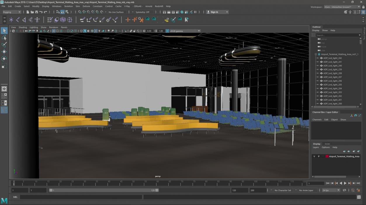 Airport Terminal Waiting Area 3D model