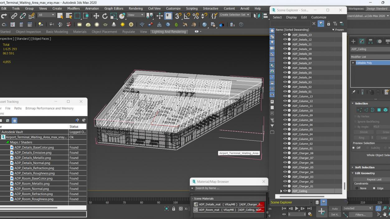 Airport Terminal Waiting Area 3D model