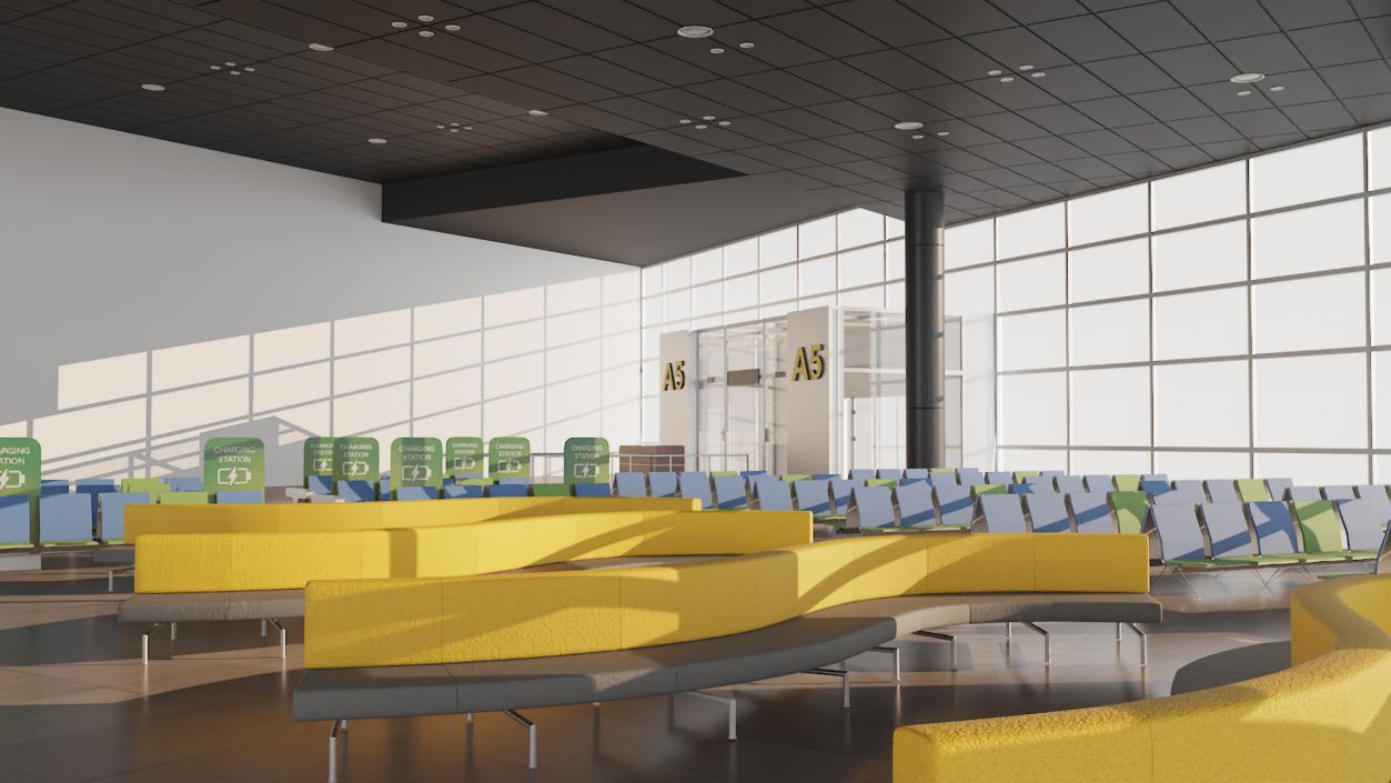 Airport Terminal Waiting Area 3D model