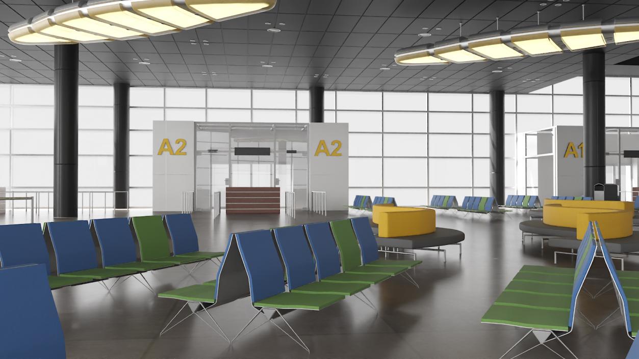 Airport Terminal Waiting Area 3D model