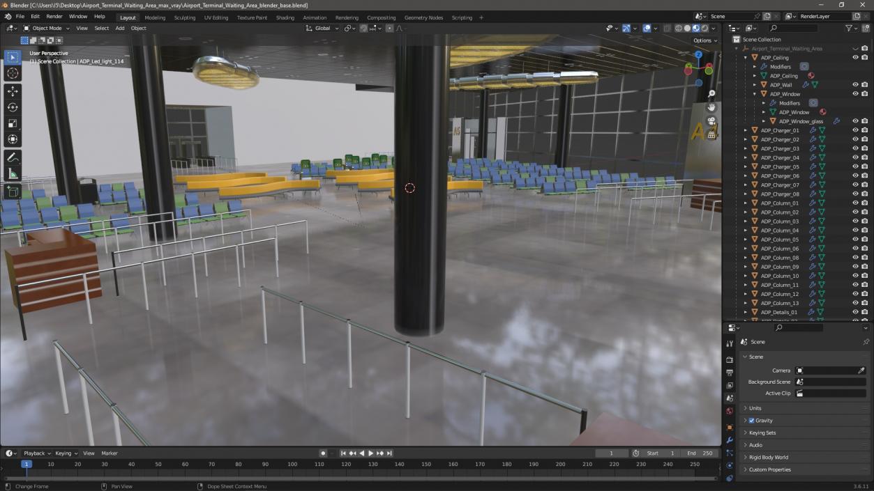 Airport Terminal Waiting Area 3D model