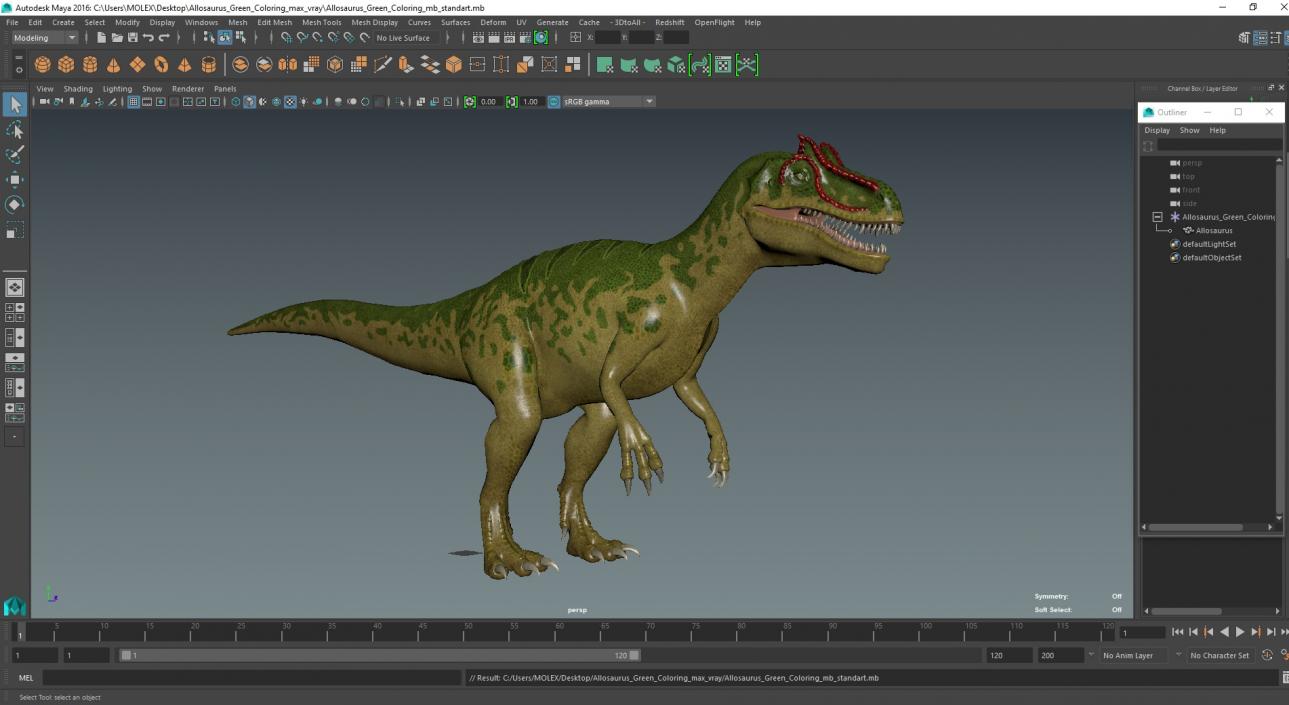 3D model Allosaurus Green Coloring