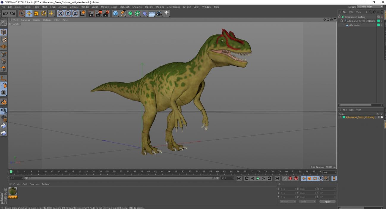 3D model Allosaurus Green Coloring