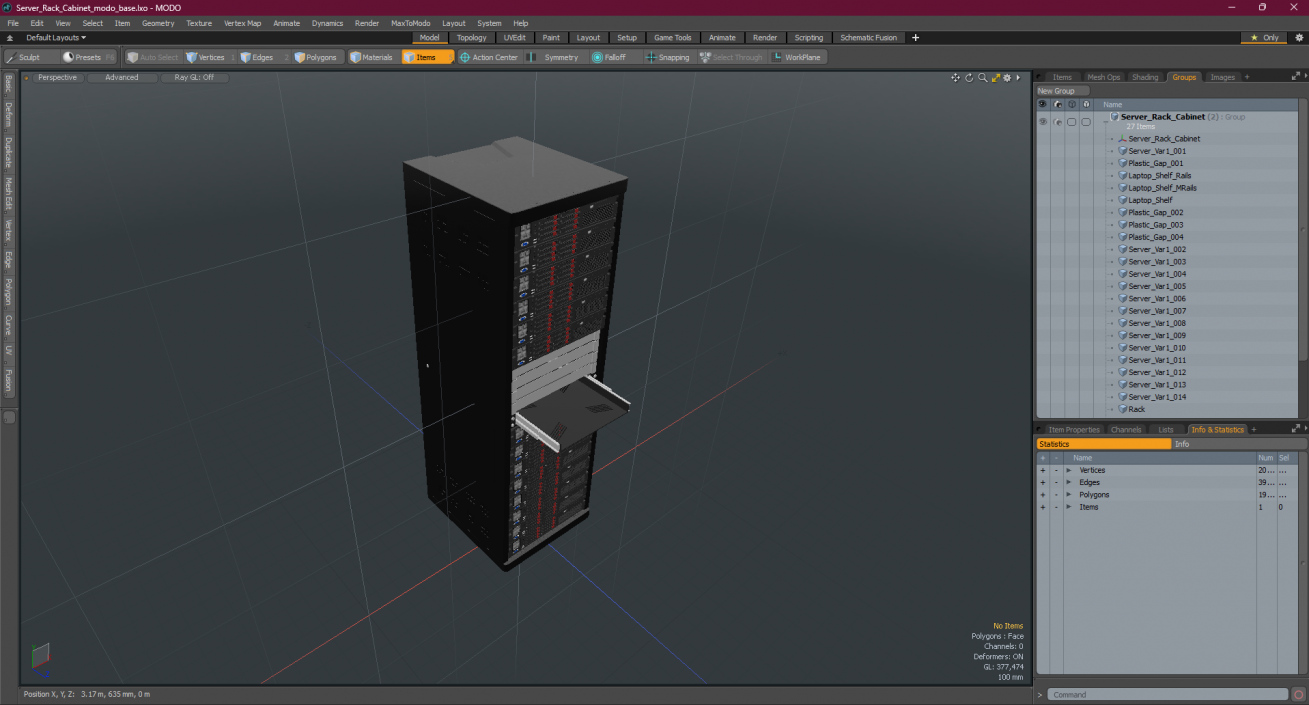 Server Rack Cabinet 3D model