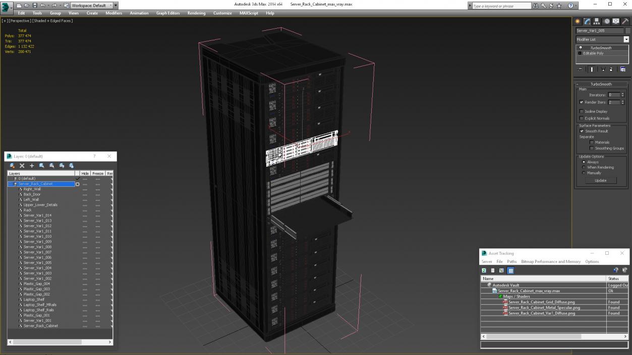 Server Rack Cabinet 3D model