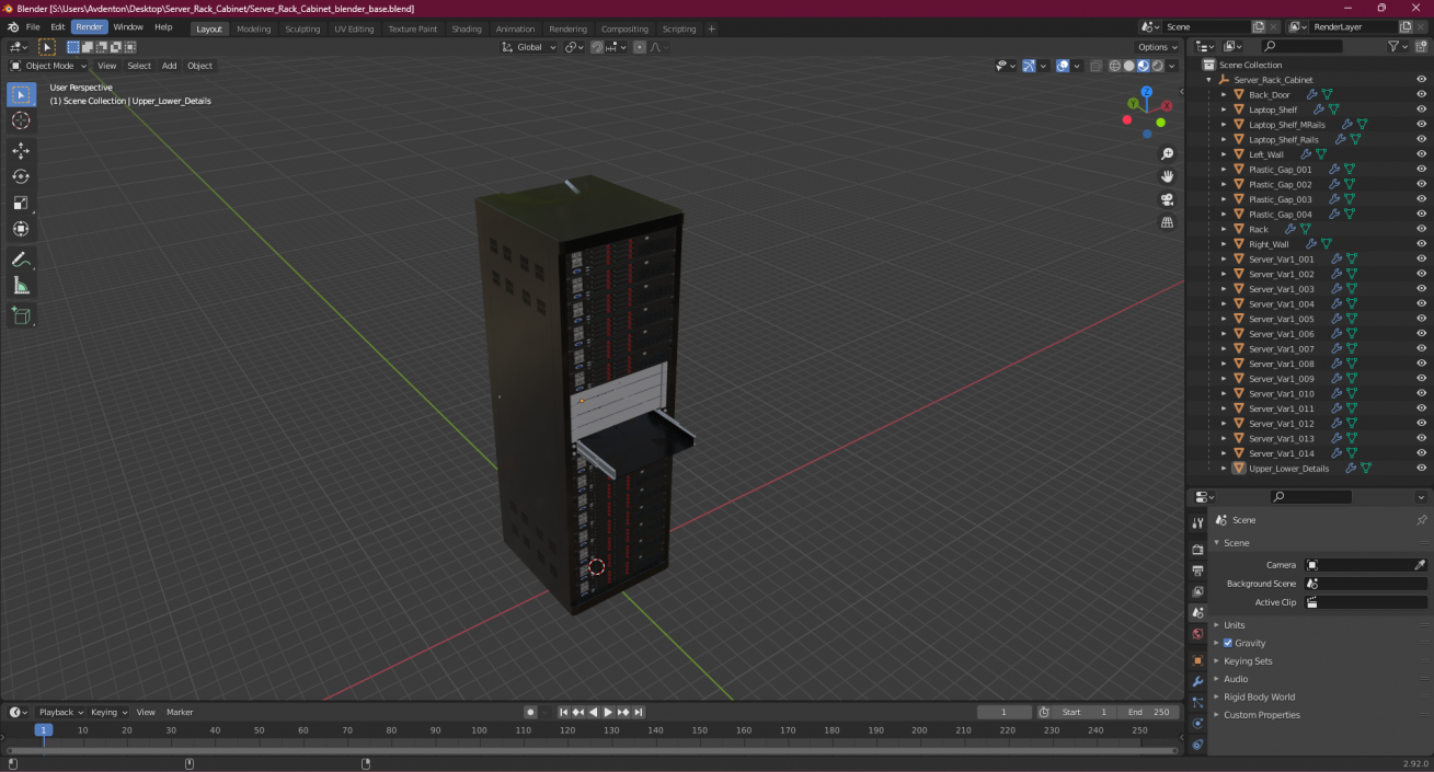 Server Rack Cabinet 3D model