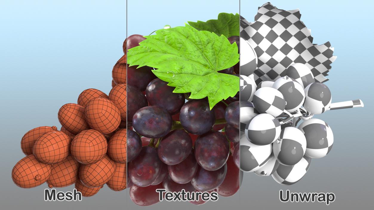 3D model Bunch of Dark Grapes