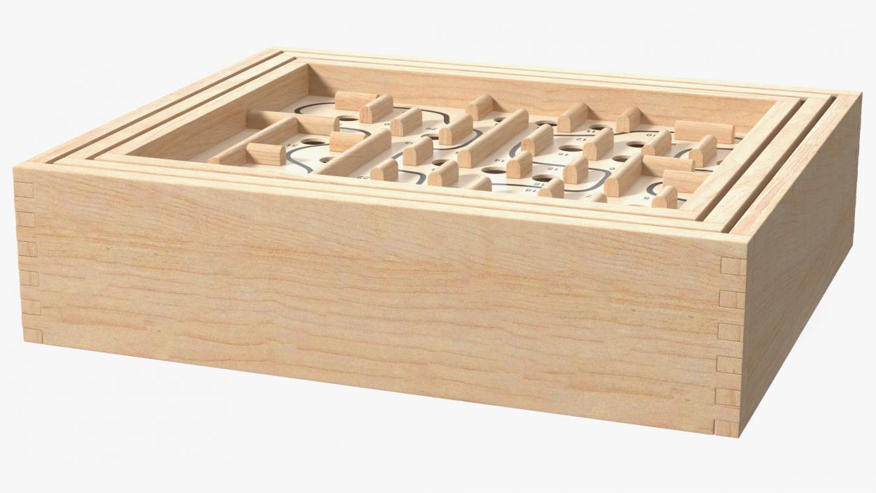 3D model Wooden Maze Game with Steel Marbles