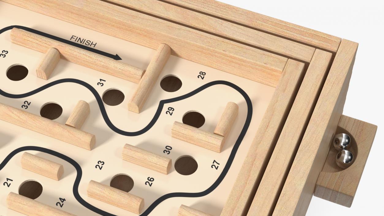 3D model Wooden Maze Game with Steel Marbles